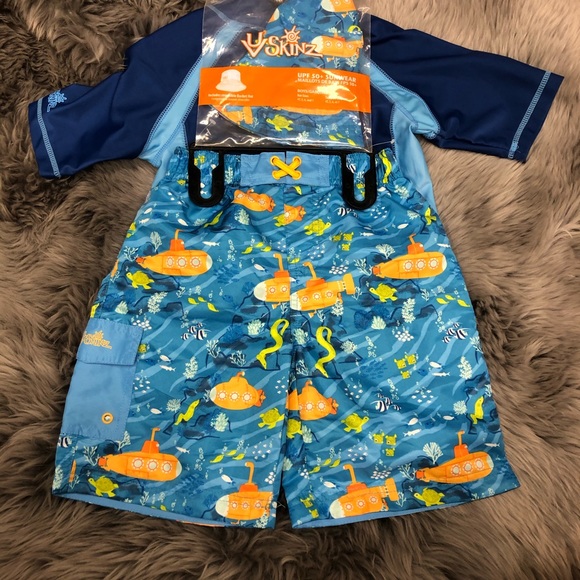 UV Skinz | Boy's Swim Set with Bucket Hat | Blue | Various Sizes - Picture 2 of 3